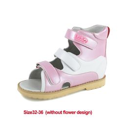Ortoluckland Baby Girl Summer Pink Sandals Children's Fashion Leather Orthopedic Walking Shoes For Kids Toddler Small Sizes 210226
