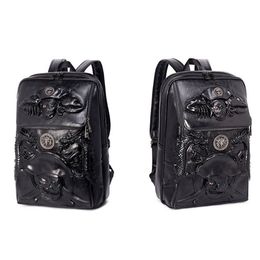 fashion Backpack casual men's and women's real leather bag personality skull rivet single shoulder handbag