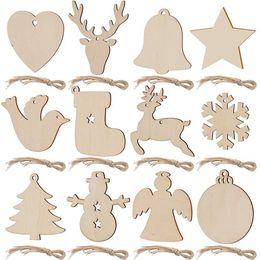 Wooden Christmas Tree Pendant Decoration Accessories Elk Christm as Trees Snowflake For Christma Creative Pendants Hand-painted Decorations