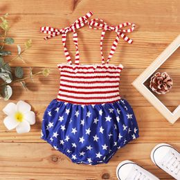 Infant Baby Boys&Girls Romper Jumpsuit Independence Day Bodysuit Stars Striped US Flag Patriotic Outfits