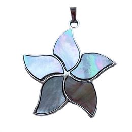 Flower Pendant Black Shell Natural Paua Jewellery for Women Girls 5 Pieces