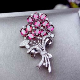 CoLife Jewelry 925 Bouquet for Party 11 Pieces Natural Garnet Fashion Silver Gemstone Brooch