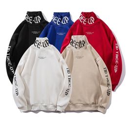 April MOMO Fleece Hoodies Sweatshirts Men Hip Hop Letter Print Turtleneck Pullovers Street Wear Winter Warm Hoodie Hombre 201113