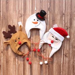 Christmas Hats Cartoon Snowman Elk Hat Christmas Tree Hat Decoration Long Rope Santa Hat Size About 40*25cm 3 Designs BT181