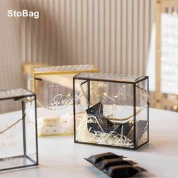 StoBag 10pcs Transparent Portable Box Wedding Birthday Party Baby Shower Baking Cookies Cake Boxes And Packaging Decoration H1231