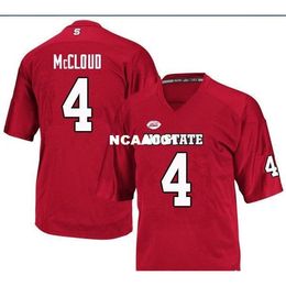 Cheap 001 NC State Wolfpack Nick McCloud #4 real Full embroidery College Jersey Size S-4XL or custom any name or number jersey