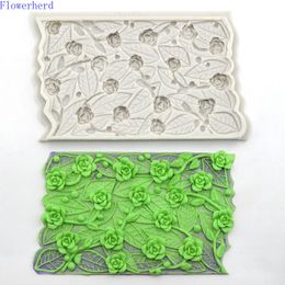 New Branch Flower Vine Rose Flower Silicone Mould Fondant Chocolate Mould Baking Tool Cake Surrounding Cake Decoration Pastry Mould 210225