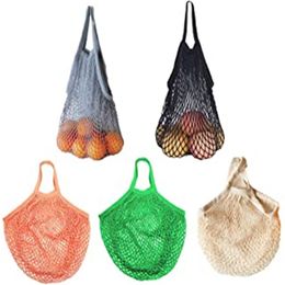 Reusable Mesh Cotton String Bag Organiser Portable Shopping Tote Washable Handbag for Grocery Shopping Outdoor Packing Bags