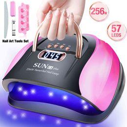 256W LED UV Light Nail Dryer Manicure Two Hands Curing Lamp for Gel Polish with 57 Leds Auto Sensor LCD Display