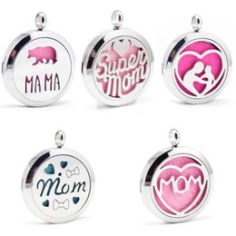 Mom Aromatherapy Necklace Diffuser Pendant Lockets Perfume Essential Oil Diffuser Necklace Happy Mother's Day Perfume Chain Present