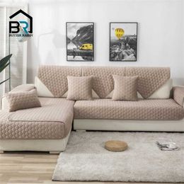 Crystal Velvet Sofa Cover Plush Solid Colour Sofa Covers For Living Room Modern Non-slip Corner Sofa Towel Couch Covers For Sofas 211102