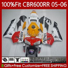 Karosserien Spritzgussform für HONDA CBR 600 RR F5 CC 600F5 05-06 Karosserie 72No.0 CBR-600 CBR600 RR CBR600RR 05 06 CBR600F5 CBR 600CC 600RR 2005 2006 OEM-Verkleidung Repsol Orange