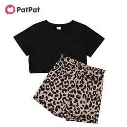 Arrival Summer Fashionable Kid Girl Leopard Casual Set 210528
