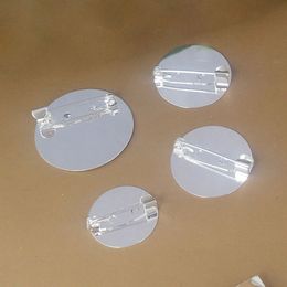 10Pcs Base for Cabochon Brooch Silver Color Settings Fit 20 25 30mm Round Cameo Blank Bezel Tray DIY Brooches Jewelry Findings