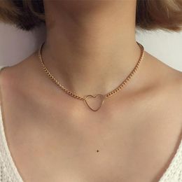 Fashion Heart Choker Necklace Gold Silver Chain Alloy Necklace Women Beach Necklace Jewelry For Girlfriend Gift