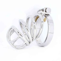 NXYCockrings Stainless Steel Chastity Cage Cock with Lock Penis Ring Erotic Metal Fetish Lockable Devices Belt Sex Toys for Men 1124