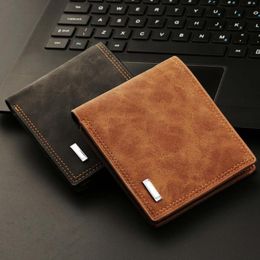 Wallets Men Retro Faux Leather Multi Slots Short Wallet Purse Cash Holder Durable Formal Business Men's Folding