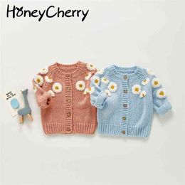 Autumn baby hand-embroidered long-sleeved cardigan sweater jacket infant toddler girl fall clothes 210702