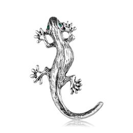 Pins, Brooches Hemiston Fashion Gecko Brooch Electroplate Antique Lizard Dress With Animal