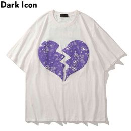 Bandana Break Heart Hip Hop T-shirt Men Women Summer Cotton Tshirts Streetwear Couple Tee Shirts 210603