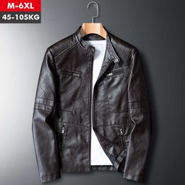 Men Faux Leather Jacket Motorcycle 6XL Men 's Jackets Black Jaqueta De Couro Masculina Outwear Male PU Leather Coats Mens 211009