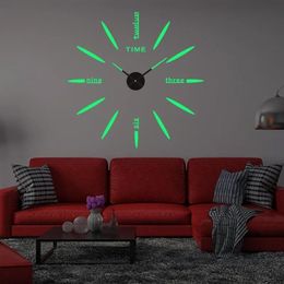 Wall Clocks Luminous Clock Glow 100cm Large Hanging DIY Digital Quiet Glowing Home Art Living Room Modern Decorations