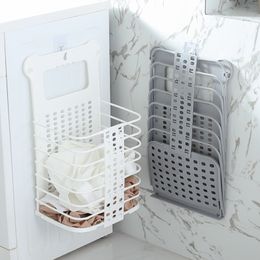 Large Laundry Basket Plastic Foldable Laundry Basket for Dirty Clothes Toys Bag Organiser Wall-mounted Bathroom Toilet Basket 210316