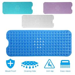 100x40cm Non-slip Bath Mat Bathtub Super Long With Suction Large Size Shower Massage Foot Mat PVC Plastic Seven Colour Options 211130