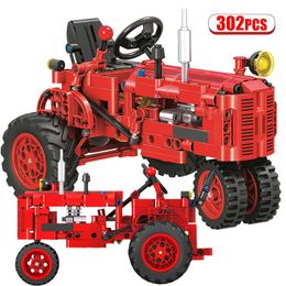 DIY Technical Classic Old Tractor Car Building Blocks City Walking Tractor Truck Bricks Educational Toys for Children Q0624