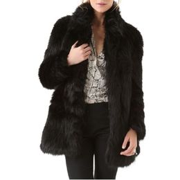 Women's Coats Office Lady Oversize Faux Fur Coat Black Colour Ladies Keep Warm Full Pelt Thick Overwear Casual 211207