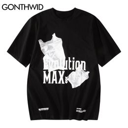 GONTHWID Oversized Tshirts Streetwear Hip Hop Casual Plastic Bag Print Short Sleeve Cotton T-Shirts Harajuku Fashion Tees Tops C0315