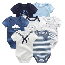 Baby Girl Clothes 7PCS Newbron Cotton Unisex Baby Boy Clothes Short Sleeve Clothing Sets Print Bodysuits Roupa de bebe 210309