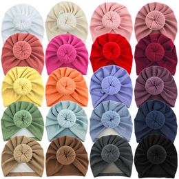 New Solid Colour Baby Hat Round knot Baby Girl Hat Cashmere Turban Head Wraps Baby Bonnet Beanie Caps Newborn Headwear