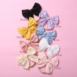 Solid Embroidery Hair Bow Clips Curled Edge Infnat Nylon Headband Toddler Hair Accessory