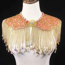 Women body Jewellery Big shining Long twinkling Scarf wedding bride necklace