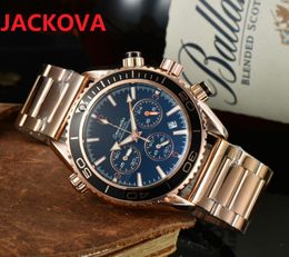 Top luxury full functional quartz stopwatch watch Men Stainless Steel Fashion First Choice day date relogio masculino Luxury designer wristwatch