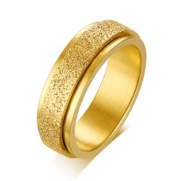 2021 New Fashion Gold Color Punk Vintage Luxury Stainless Steel Matte Wedding Engagement Ring for Men