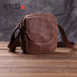 HBP AETOO Men's Luxurys Designers Bags Mini Leather Shoulder Bag Casual Stiletto Vintage Mobile Phone Mens handBag