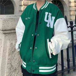 2021 New Temperament Retro Stitching Eagle hip-hop Embroidery Baseball Jacket Women Street Style Loose Baseball Uniform coat Y1122