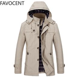 Men's Trench Coats Spring And Autumn Large Size Coat Korean Version Of The Slim Long Hooded Thick Cotton