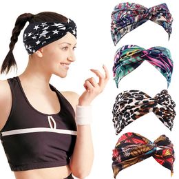 Bohemian cross elastic sports sweatbands headband Women girls multicolor yoga movement absorbent khan wide-brimmed fitness headscarves