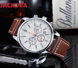 Top brand Classic Retro Watches Luxury Fashion Men Quartz Movement Clock Genuine Leather Strap Lovers Wristwatch all sub dials working