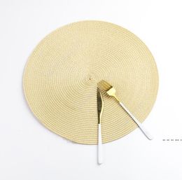 Round Woven Placemats Heat Resistant Wipeable Placemat non-slip Washable Kitchen Place Mats Hand-Woven Rattan Placemats Sea Way DAS337