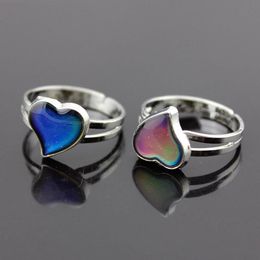 New Open Adjustable Temperature Changing Color Mood Ring Heart Ring band Fashion Jewelry for Women Kids Drop Shipping