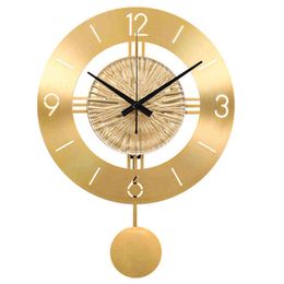 Nordic Wall Clock Living Room Home Decoration Pure Copper Modern Minimalist Quartz Clock Home Decore Reloj Mural Pared H1230