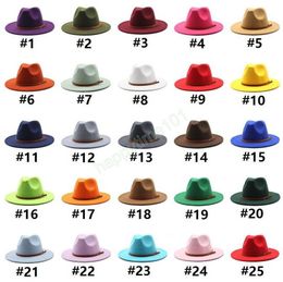 Fedoras Female Male Fedora Hat for Women Men Felt Hats Lady Girls Wide Brim Cap Woman Man Jazz Panama Caps 2021 Autumn Winter 27colors