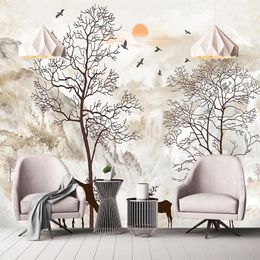 Wallpapers Custom Any Size Mural Wallpaper 3D Hand Drawn Abstract Tree Wall Painting Living Room TV Sofa Bedroom Home Decor Papel De Parede