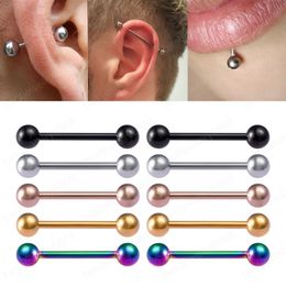 10pcs Tongue Piercing Nipple Ring Bar Industrial Barbell Stainless Steel Long Ear Stud Tragus Cartilage Helix Body Jewelry