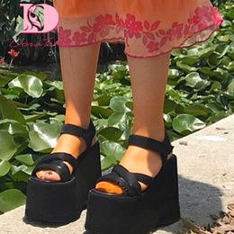 DoraTasia Sandals For Women 2021 Summer Platform Wedges High Heels Fashion women's Sandals Gothic Punk Street Woman Shoes Y0714