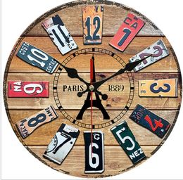 Wall Clocks Vintage Digital Clock Creative Wooden 12 Inch Retro For Kids Rooms Gothic Room Decor Silent